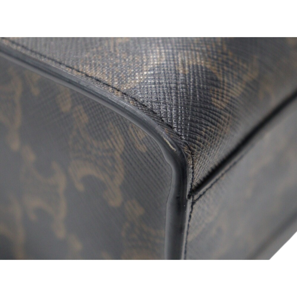 Celine Vertical Cabas Triomphe Tote Bag Dark versatile crossbody canvas leather - Picture 5 of 7